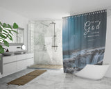 Bible Verses Premium Oxford Fabric Shower Curtain - For With God Nothing Will Be Impossible ~Luke 1:37~