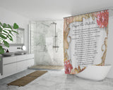 Bible Verses Premium Oxford Fabric Shower Curtain - Prayer for Protection ~Psalm 91:1-8~ (Design: Flower Frame 2)