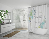 Customizable Artistic Minimalist Bible Verse Luxury Oxford Fabric Shower Curtain With Your Signature (Design: Rectangle Garland 7)
