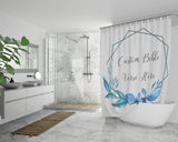 Customizable Artistic Minimalist Bible Verse Luxury Oxford Fabric Shower Curtain With Your Signature (Design: Square Garland 11)