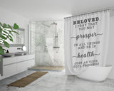 Bible Verses Premium Oxford Fabric Shower Curtain - Prosper In All Things & Be In Health ~3 John 1:2~