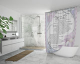 Bible Verses Premium Oxford Fabric Shower Curtain - Prayer for Protection ~Psalm 91:9-16~ (Design: Flower Frame 3)