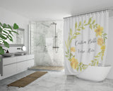 Customizable Artistic Minimalist Bible Verse Luxury Oxford Fabric Shower Curtain With Your Signature (Design: Square Garland 7)