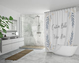 Customizable Artistic Minimalist Bible Verse Luxury Oxford Fabric Shower Curtain With Your Signature (Design: Rectangle Garland 5)