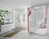 Bible Verses Premium Oxford Fabric Shower Curtain - Prayer for Protection ~Psalm 91:9-16~ (Design: Flower Frame 1)