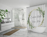 Customizable Artistic Minimalist Bible Verse Luxury Oxford Fabric Shower Curtain With Your Signature (Design: Square Garland 17)