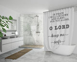 Bible Verses Premium Oxford Fabric Shower Curtain - Lord Make Me Dwell In Safety ~Psalm 4:8~