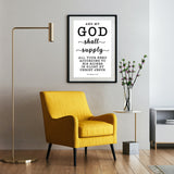 Minimalist Typography Poster - My God Shall Supply All My Needs ~Philippians 4:19~