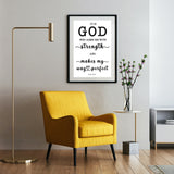 Minimalist Typography Poster - God Who Arms Me With Strength ~Psalm 18:32~