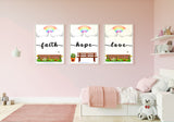 Week 9: Set of 3 Posters Nursery & Kids Room - Faith, Hope, Love