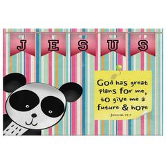 Hope Inspiring Nursery & Kids Bedroom Framed Canvas Wall Art - God Has Great Plans For Me ~Jeremiah 29:11~ (Design: Panda 1)