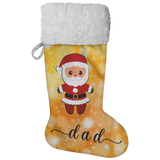 Personalised Name Fluffy Sherpa Lined Christmas Stocking - Santa (Design: Orange)