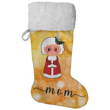Personalised Name Fluffy Sherpa Lined Christmas Stocking - Mrs Claus (Design: Orange)