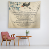Bible Verses Vivid Print Versatile Tapestry - Prayer for Protection ~Psalm 91:9-16~ (Design: Bird 3)