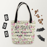 Limited Edition Premium Tote Bag - Be Still, He Fights For You (Design: Red Floral)