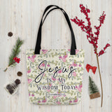 Limited Edition Premium Tote Bag - Jesus Is My Wisdom Today (Design: Red Floral)