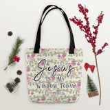 Limited Edition Premium Tote Bag - Jesus Is My Wisdom Today (Design: Red Floral)