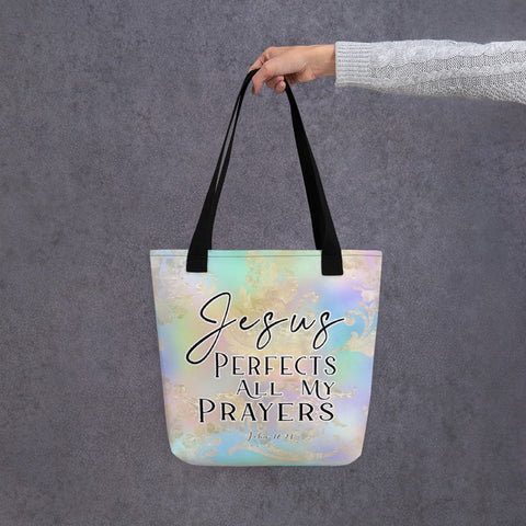 Limited Edition Premium Tote Bag - Jesus Perfects All My Prayers (Design: Golden Spring)