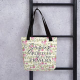 Limited Edition Premium Tote Bag - Jesus Perfects All My Prayers (Design: Red Floral)