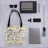 Limited Edition Premium Tote Bag - God Makes All Things Beautiful (Design: Red Floral)