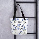 Limited Edition Premium Tote Bag - The Lord Keeps Me Safe (Design: Blue Floral)