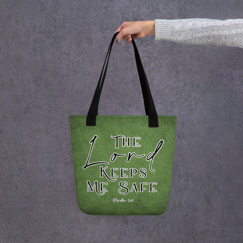 Limited Edition Premium Tote Bag - The Lord Keeps Me Safe (Design: Textured Green)