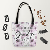 Limited Edition Premium Tote Bag - Live Carefree Under God's Grace (Design: Purple Flower)