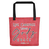 Limited Edition Premium Tote Bag - Live Carefree Under God's Grace (Design: Textured Red)