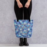 Limited Edition Premium Tote Bag - Receive Jesus' Joy Today (Design: Mermaid Scales Blue)