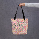 Limited Edition Premium Tote Bag - Receive Jesus' Joy Today (Design: Mermaid Scales Pink)