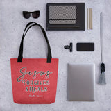 Limited Edition Premium Tote Bag - Jesus Forgives & Heals (Design: Red Textured)