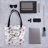 Limited Edition Premium Tote Bag - Guarded By My God Faithfully (Design: Purple Floral)