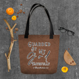 Limited Edition Premium Tote Bag - Guarded By My God Faithfully (Design: Textured Brown)
