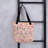 Limited Edition Premium Tote Bag - Peace Let Not Your Heart Be Troubled (Design: Mermaid Scales Pink)