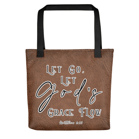 Limited Edition Premium Tote Bag - Let Go, Let God's Grace Flow (Design: Textured Brown)