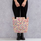 Limited Edition Premium Tote Bag - God's Promises Fills Me With Faith (Design: Mermaid Scales Pink)