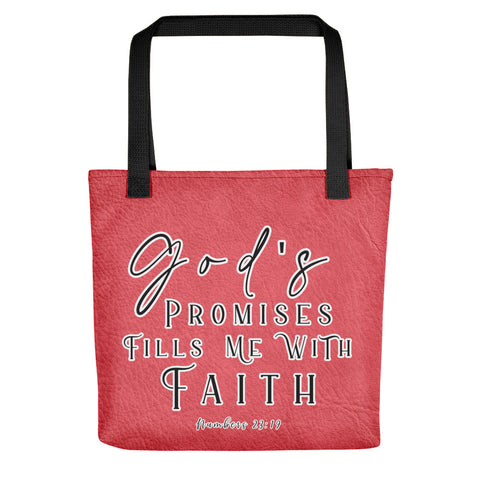 Limited Edition Premium Tote Bag - God's Promises Fills Me With Faith (Design: Textured Red)