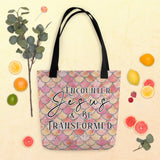 Limited Edition Premium Tote Bag - Encounter Jesus & Be Transformed (Design: Mermaid Scales Pink)
