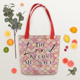 Limited Edition Premium Tote Bag - The Lord Keeps Me Safe (Design: Mermaid Scales Pink)