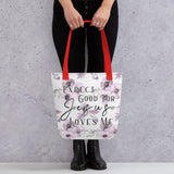 Limited Edition Premium Tote Bag - Expect Good For Jesus Loves Me (Design: Purple Floral)