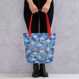 Limited Edition Premium Tote Bag - I Am More Than A Conquerer In Christ (Design: Mermaid Scales Blue)