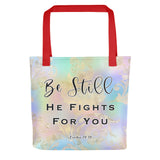 Limited Edition Premium Tote Bag - Be Still, He Fights For You (Design: Golden Spring)