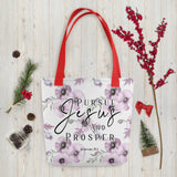 Limited Edition Premium Tote Bag - Pursue Jesus And Prosper (Design: Purple Floral)