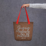 Limited Edition Premium Tote Bag - Jesus Perfects All My Prayers (Design: Textured Brown)