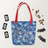 Products Limited Edition Premium Tote Bag - God Makes All Things Beautiful (Design: Mermaid Scales Blue)