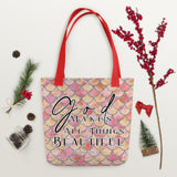 Products Limited Edition Premium Tote Bag - God Makes All Things Beautiful (Design: Mermaid Scales Pink)