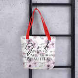 Limited Edition Premium Tote Bag - God Makes All Things Beautiful (Design: Purple Floral)