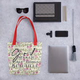 Limited Edition Premium Tote Bag - God Makes All Things Beautiful (Design: Red Floral)