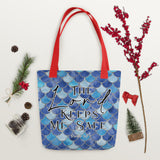 Limited Edition Premium Tote Bag - The Lord Keeps Me Safe (Design: Mermaid Scales Blue)
