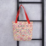 Limited Edition Premium Tote Bag - God's Goodness + Mercy Will Pursue Me (Design: Mermaid Scales Pink)